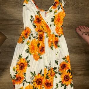 Sunflower Print Summer Dress